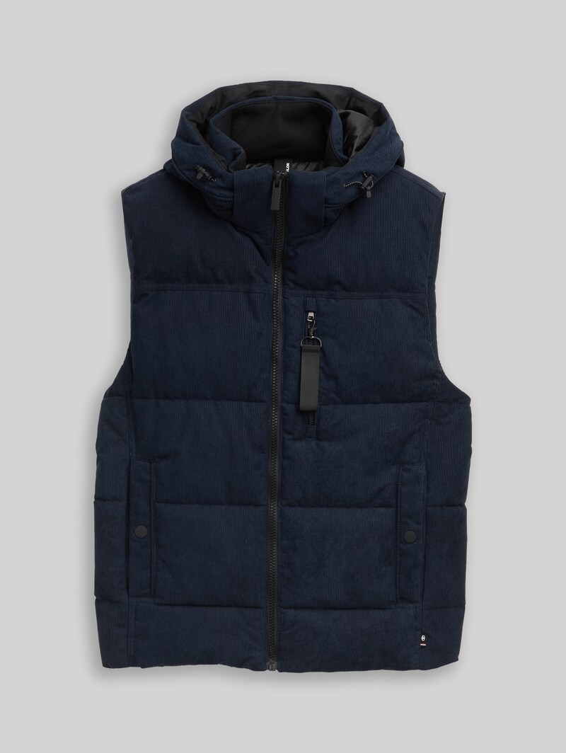 Tom Tailor Puffer Weste mit abnehmbarer Kapuze - Sky Captain Blue