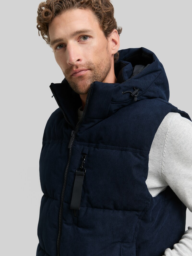 Tom Tailor Puffer Weste mit abnehmbarer Kapuze - Sky Captain Blue