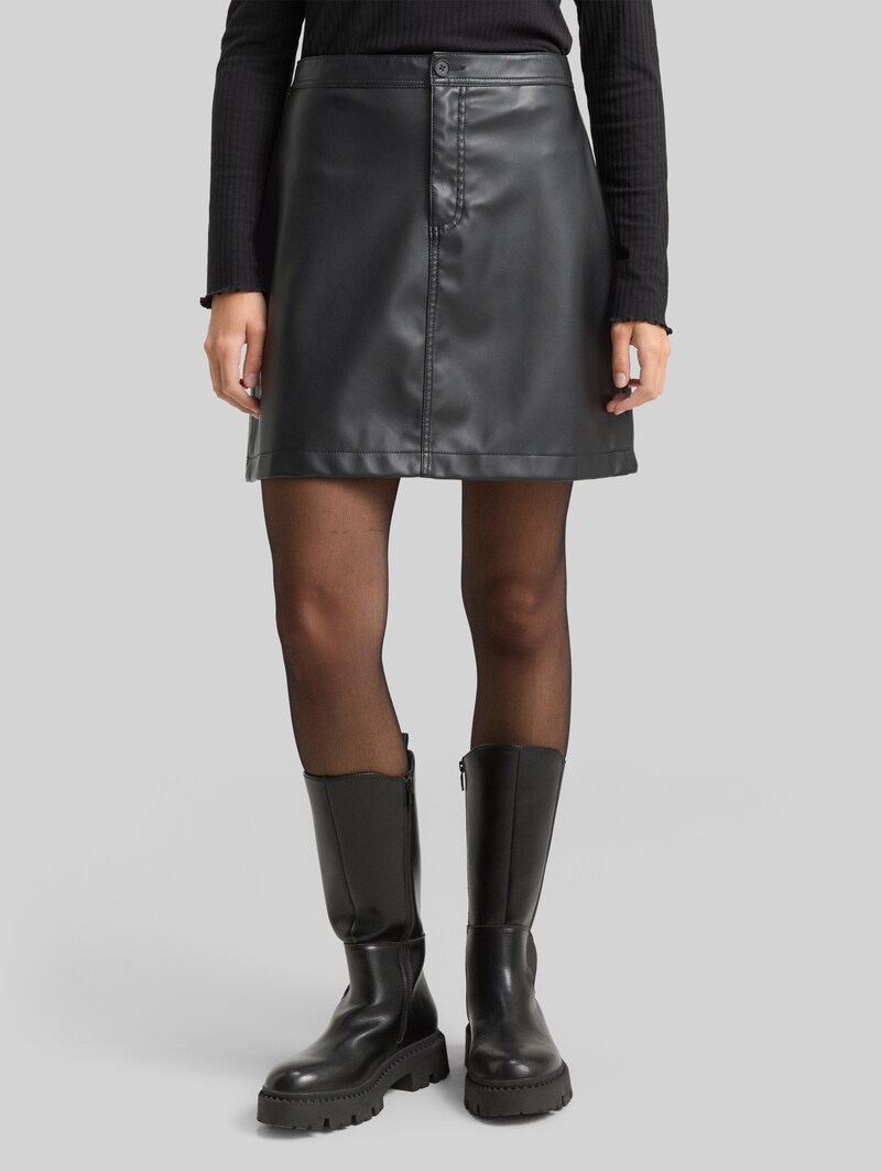 Tom Tailor Mini-Rock in Leder-Optik - Deep Black