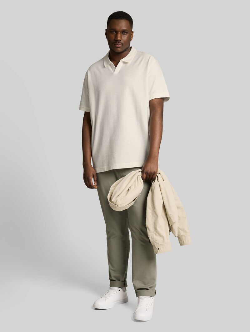Tom Tailor Plus Size - Poloshirt mit Ottoman-Struktur - Gardenia White