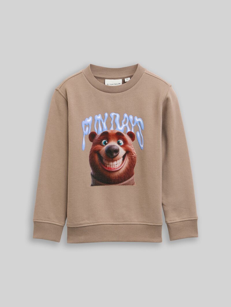 Tom Tailor Sweatshirt mit Print - Mellow Brown