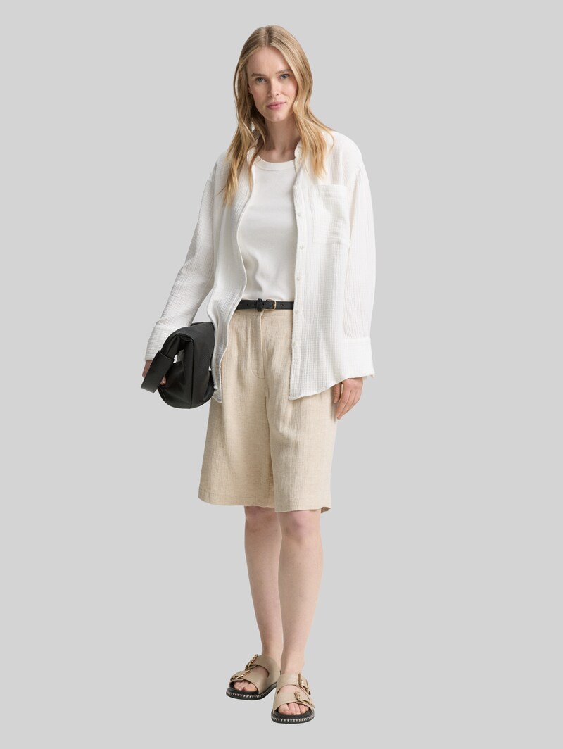Tom Tailor Oversize Musselin Hemdbluse - Whisper White
