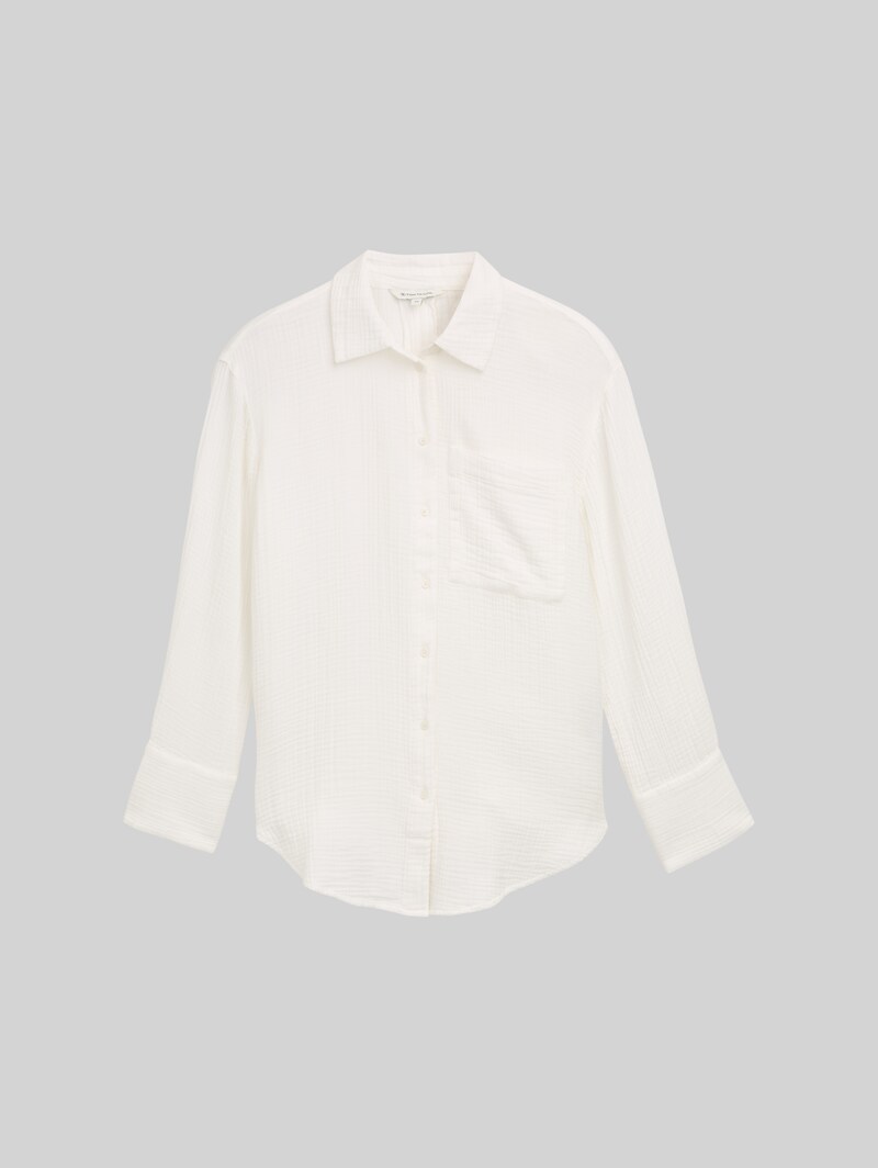 Tom Tailor Oversize Musselin Hemdbluse - Whisper White