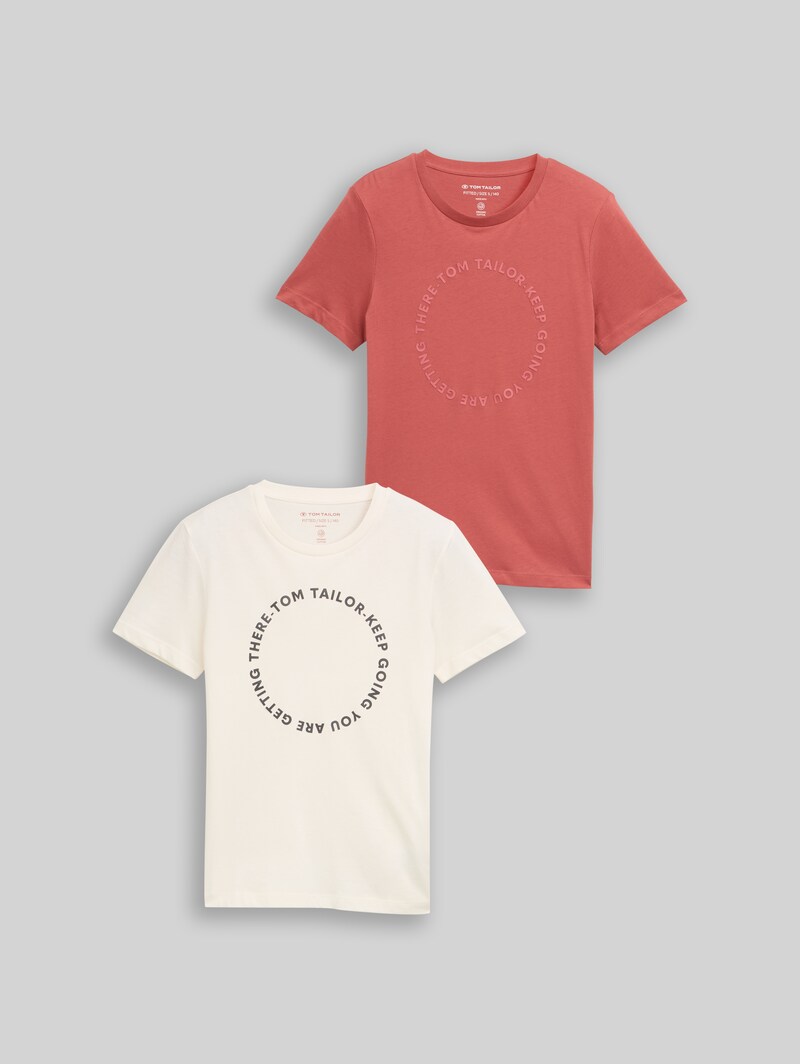 Tom Tailor Slim Fit T-Shirt im 2er-Pack - Faded Red
