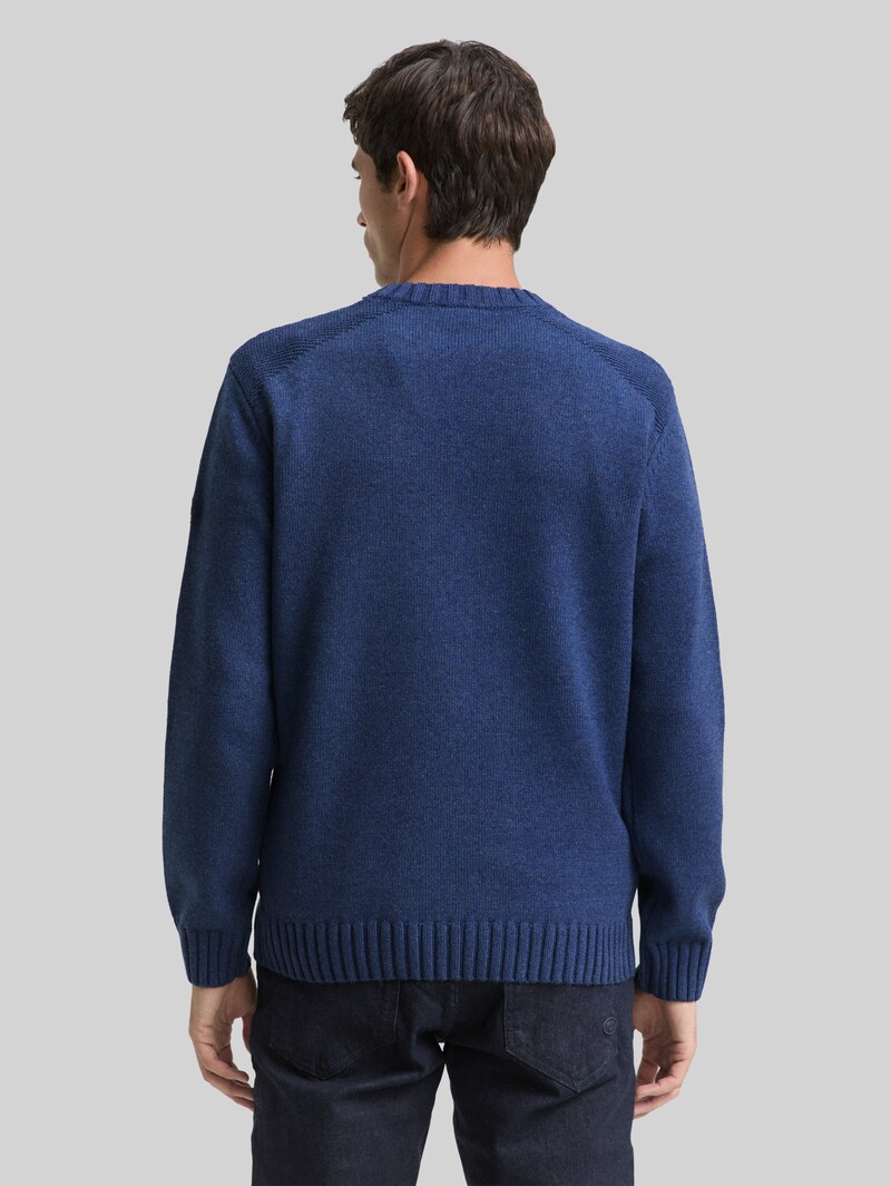 Tom Tailor Strickpullover mit Ripp-Details - Ocean Blue Melange