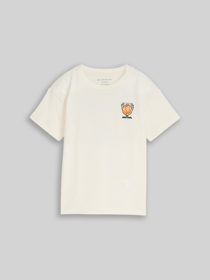 Tom Tailor Oversize T-Shirt mit Rückenprint - Wool White