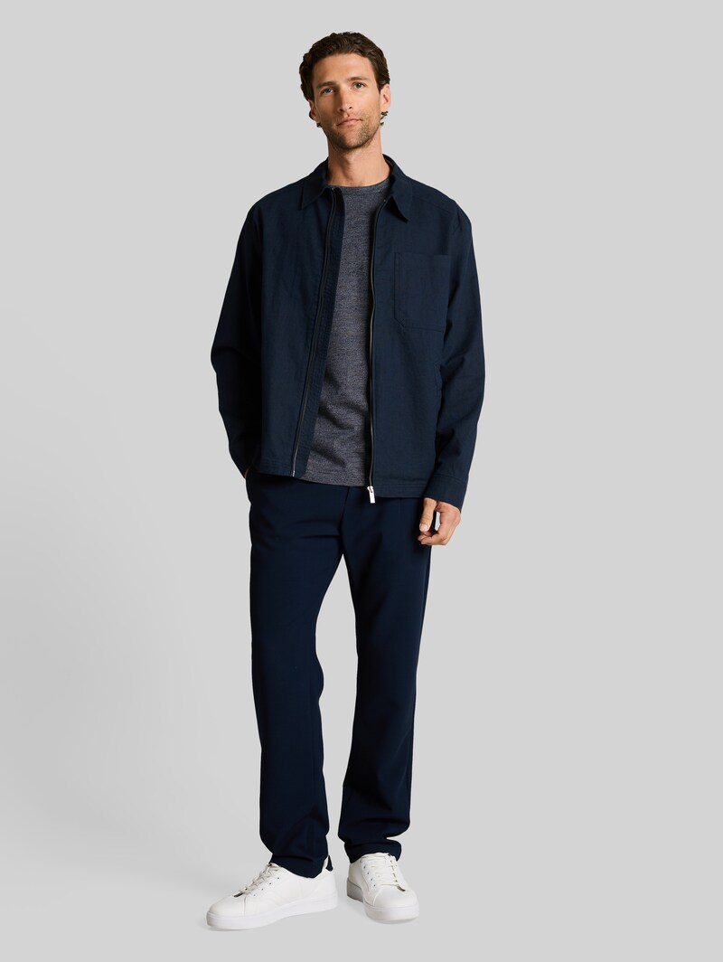 Tom Tailor T-Shirt in Melange-Optik - Navy Gardenia White Injected