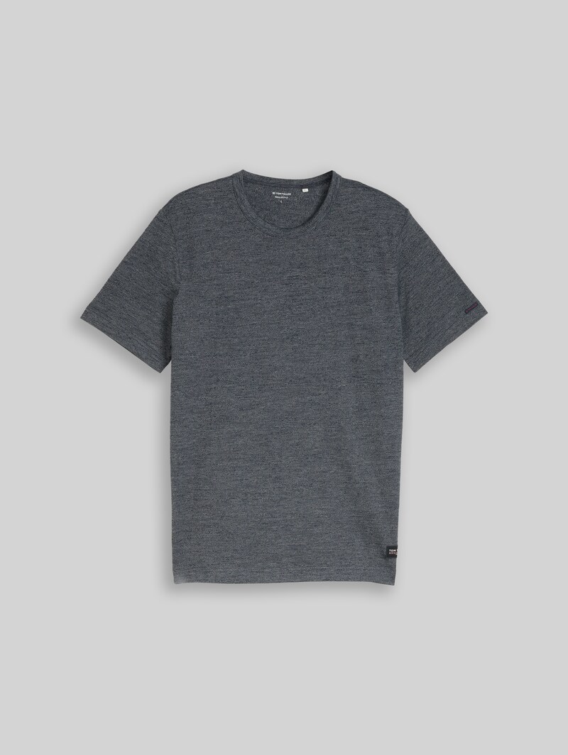 Tom Tailor T-Shirt in Melange-Optik - Navy Gardenia White Injected