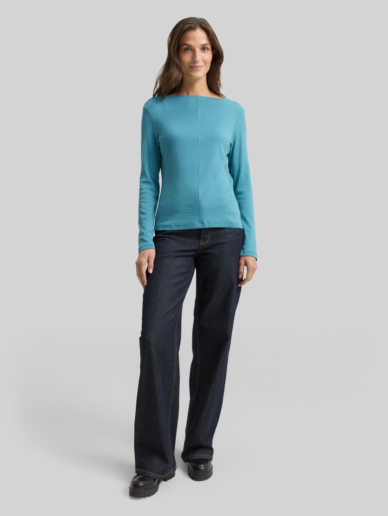 Tom Tailor Slim Fit Langarmshirt - Tropical Teal