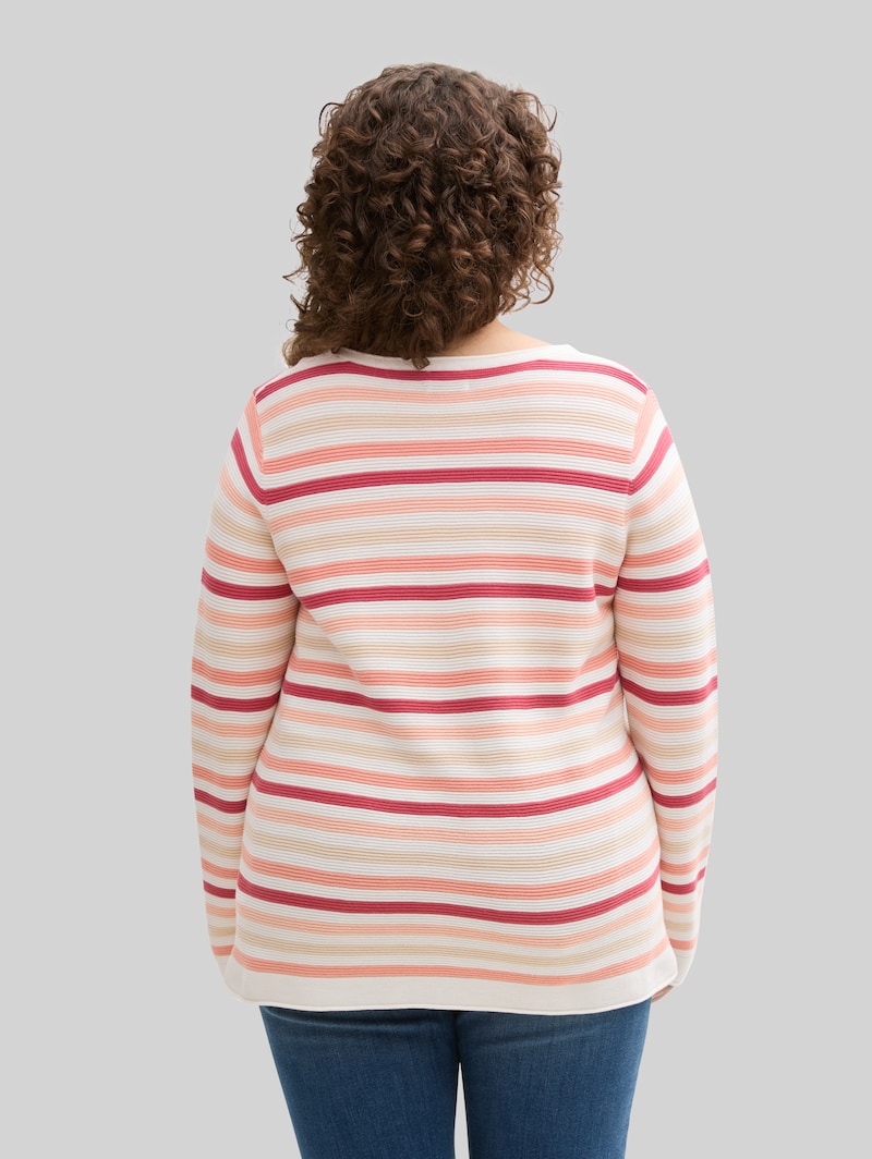 Tom Tailor Plus Size - Strickpullover mit Bio-Baumwolle - Peachy Knit Stripe Design