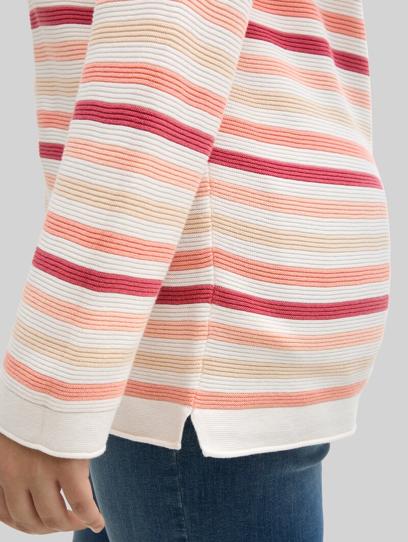 Tom Tailor Plus Size - Strickpullover mit Bio-Baumwolle - Peachy Knit Stripe Design