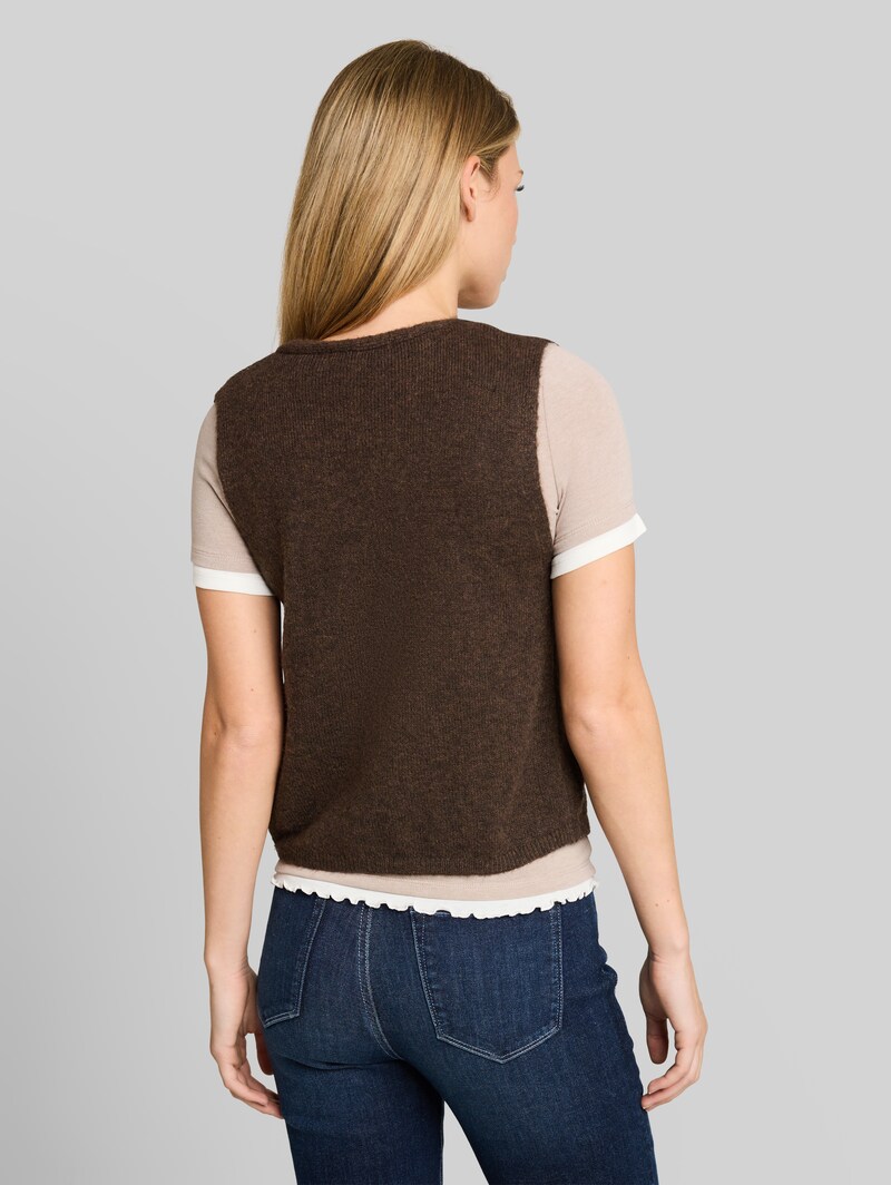Tom Tailor Strickweste mit Schleifen - Cool Dark Brown Melange