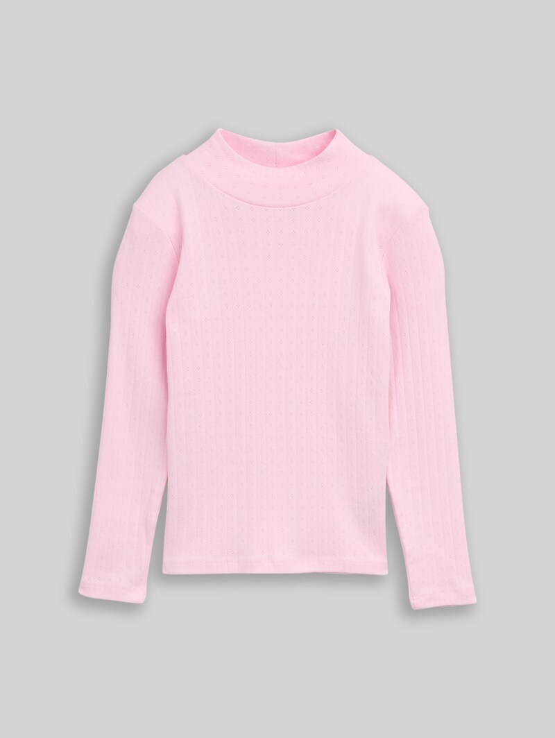 Tom Tailor Pointelle Langarmshirt mit Rollkragen - Peachskin