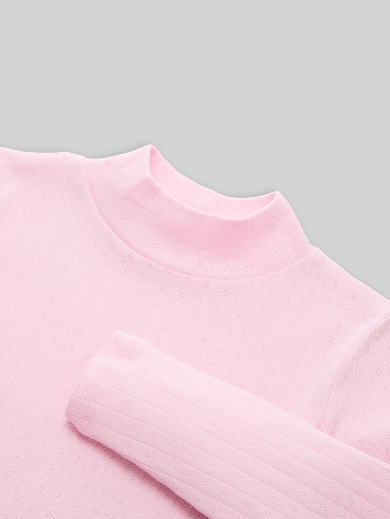 Tom Tailor Pointelle Langarmshirt mit Rollkragen - Peachskin