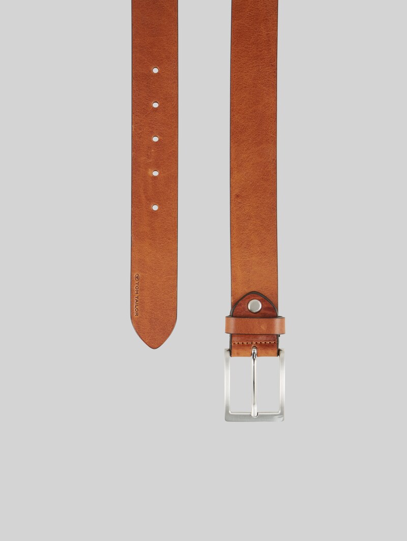 Tom Tailor TTJADEN Ledergürtel mit eckiger Dornschließe - Light Brown Uni