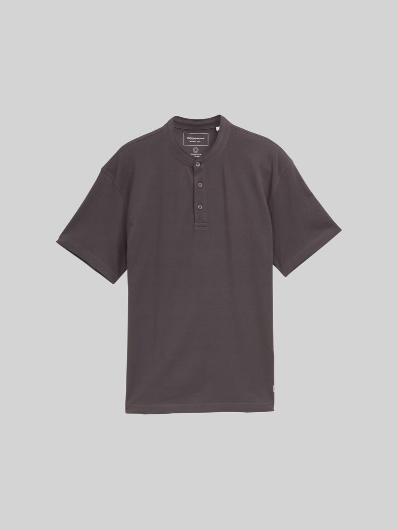 Tom Tailor Relaxed Fit Poloshirt mit Stehkragen - Pavement Grey