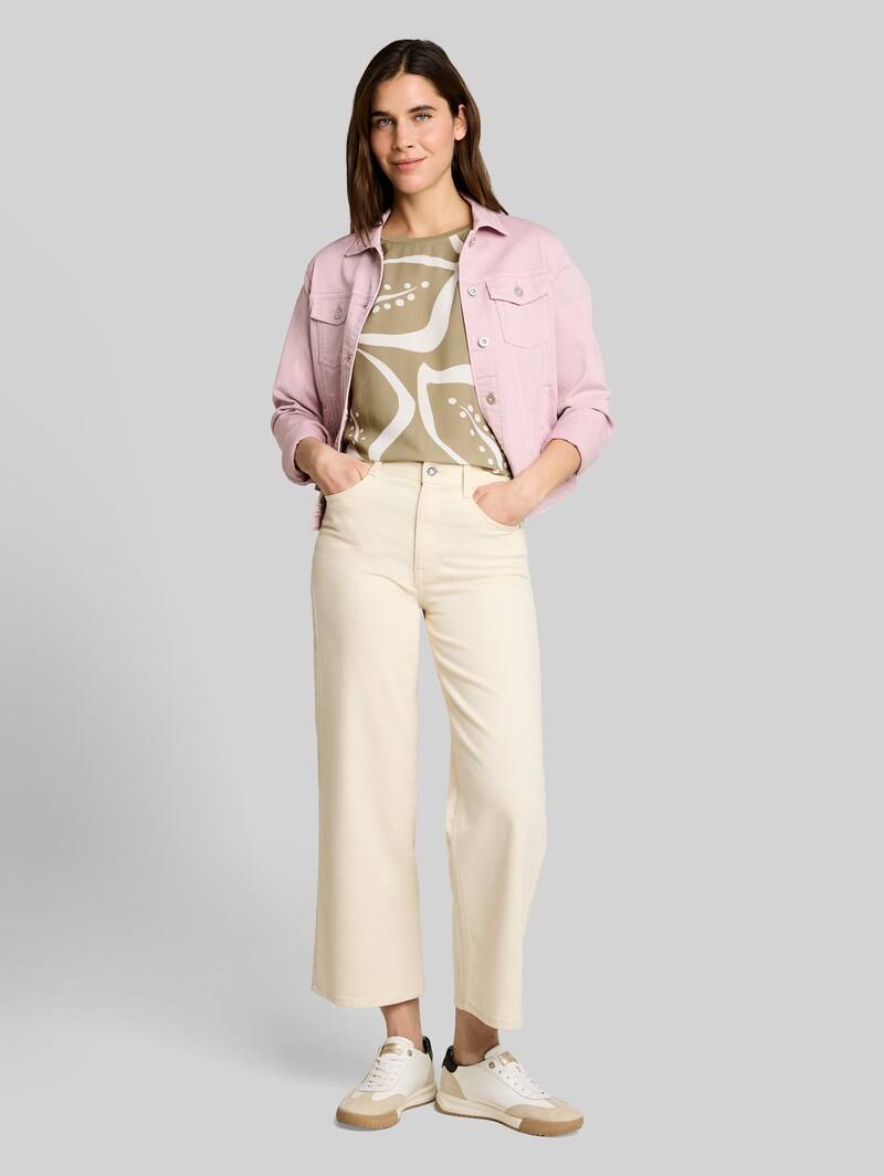 Tom Tailor T-Shirt im Material-Mix - Silver Olive