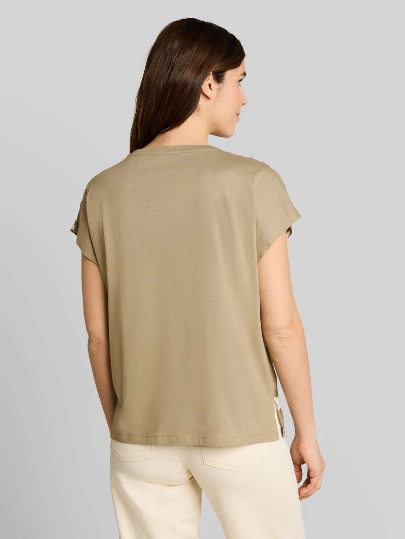 Tom Tailor T-Shirt im Material-Mix - Silver Olive