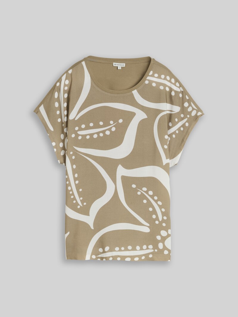Tom Tailor T-Shirt im Material-Mix - Silver Olive