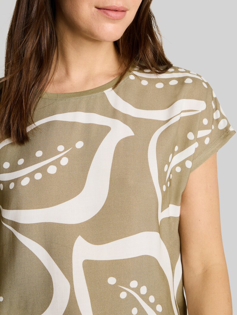 Tom Tailor T-Shirt im Material-Mix - Silver Olive