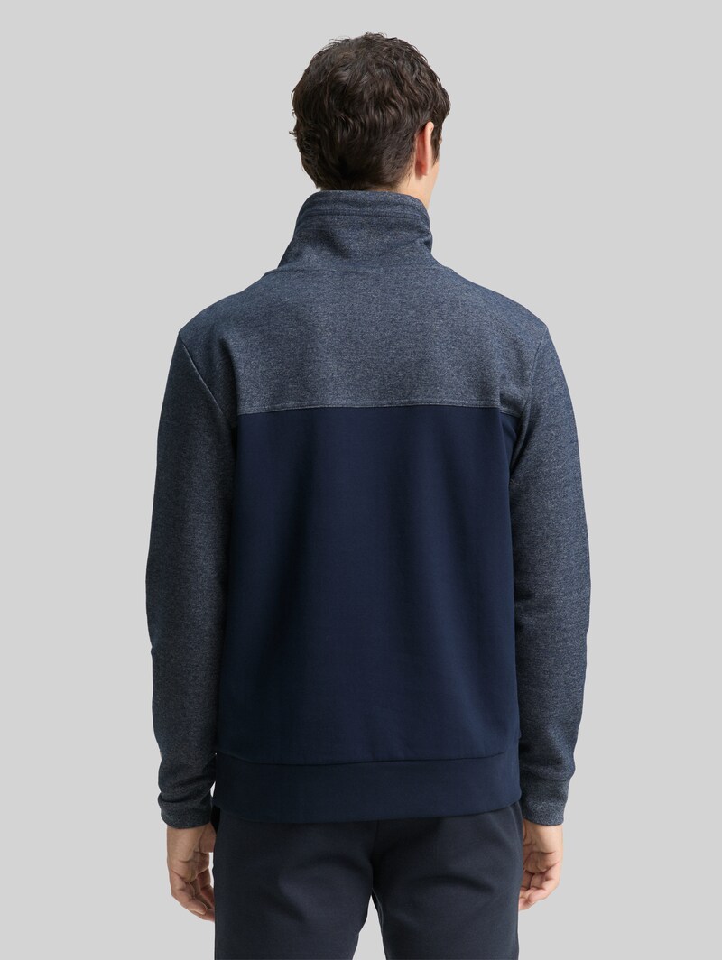 Tom Tailor Snood Sweatshirt mit Struktur-Mix - Navy Fine Yd Stripe