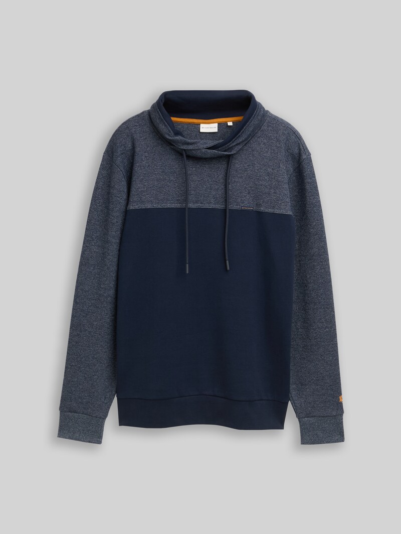 Tom Tailor Snood Sweatshirt mit Struktur-Mix - Navy Fine Yd Stripe