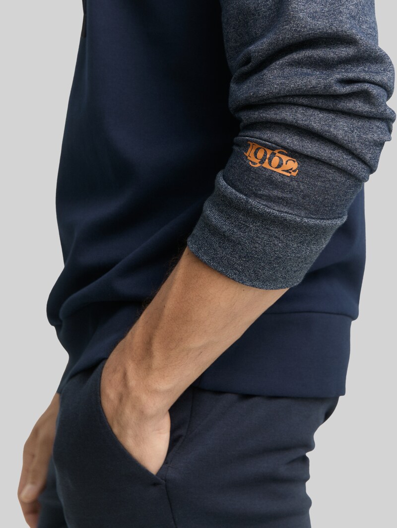 Tom Tailor Snood Sweatshirt mit Struktur-Mix - Navy Fine Yd Stripe