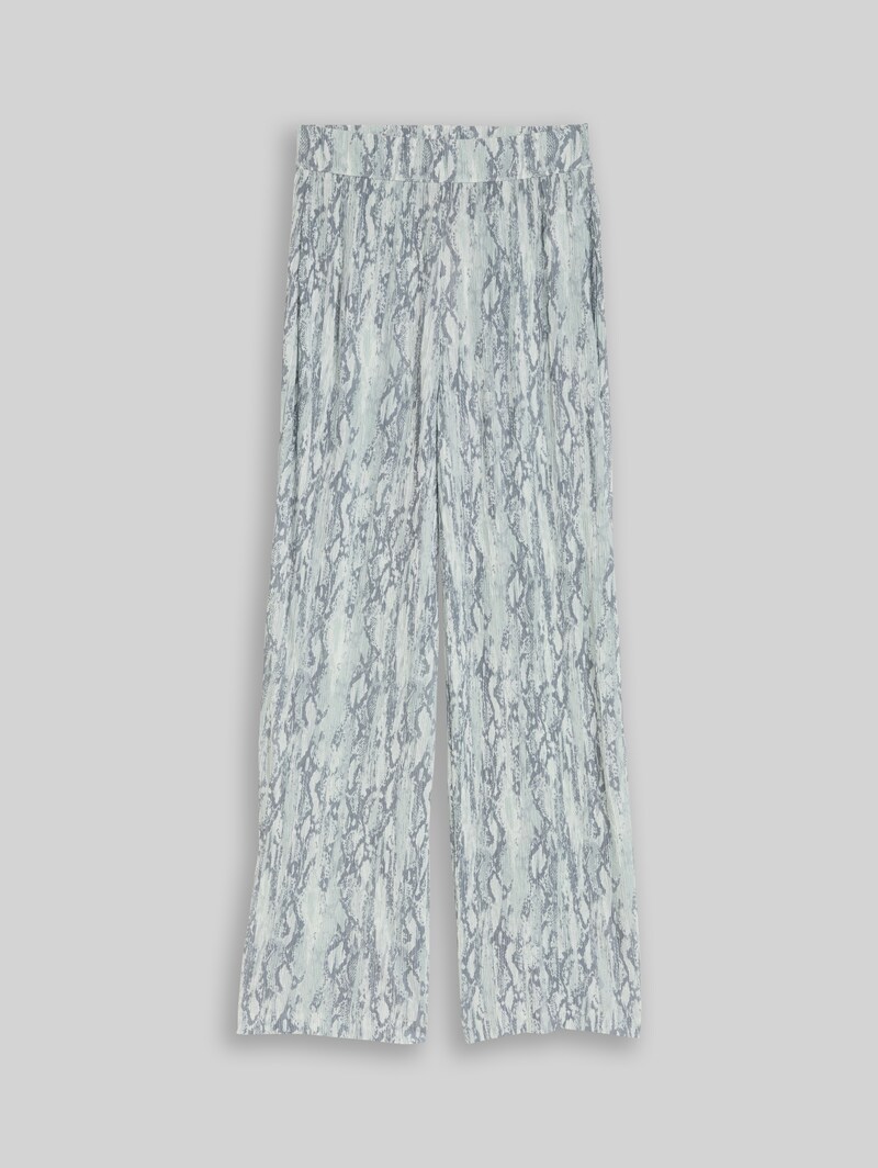 Tom Tailor Crinkle Wide Leg Hose mit Schlangenprint - Faded Snake Print