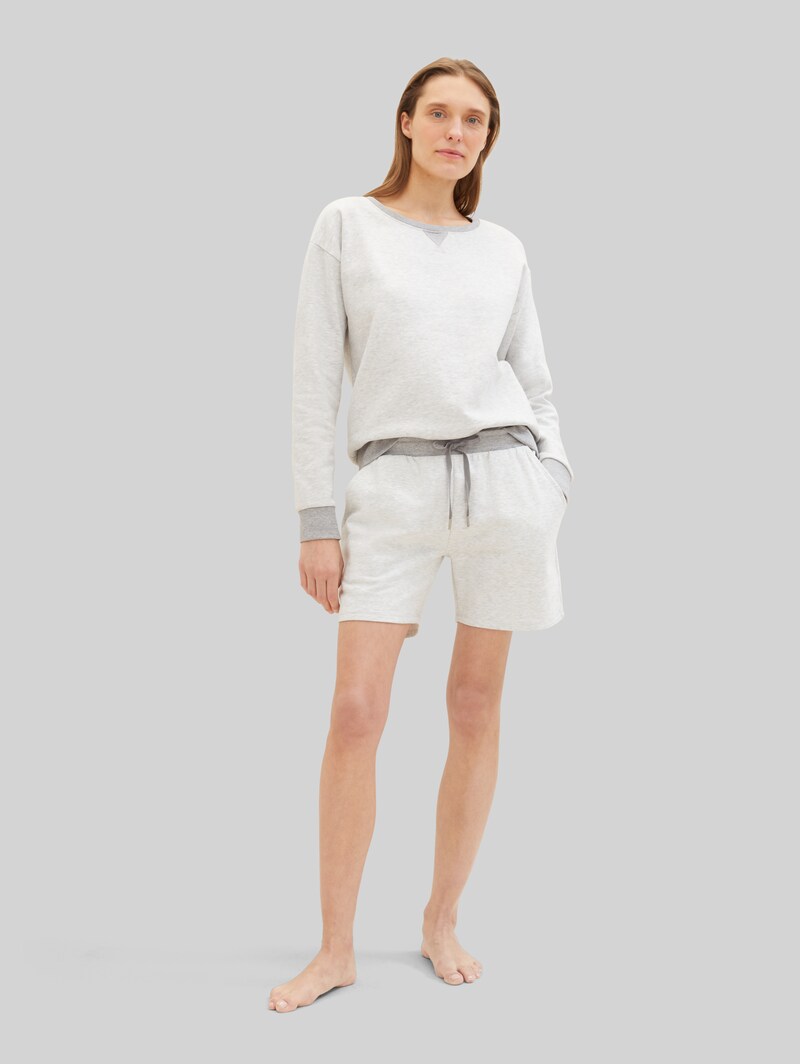 Tom Tailor Loungewear Sweat-Shorts - Weiß-mittel-melange