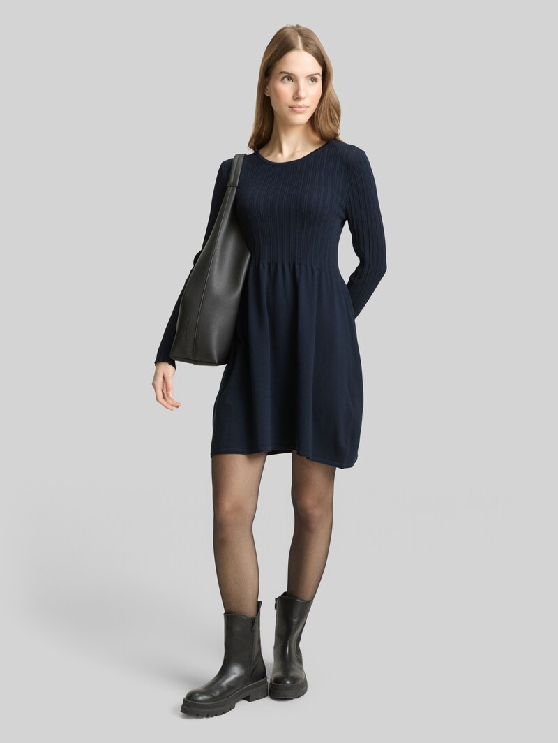 Tom Tailor Mini-Kleid mit Rippstruktur - Sky Captain Blue