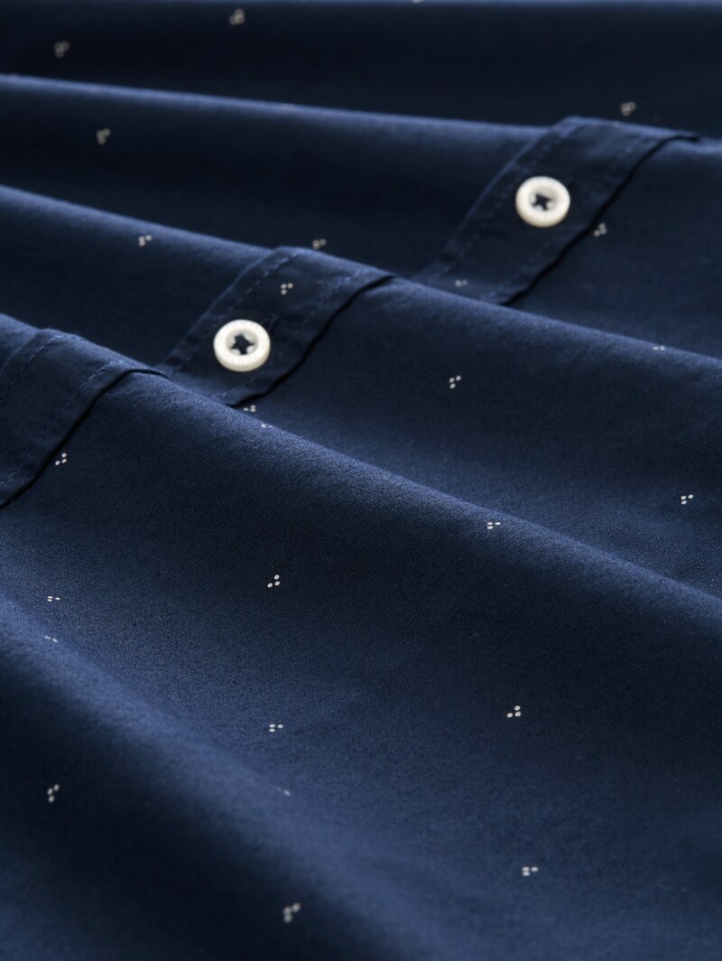 Tom Tailor Fitted Hemd mit Stretch - Dark Blue White Dot Design