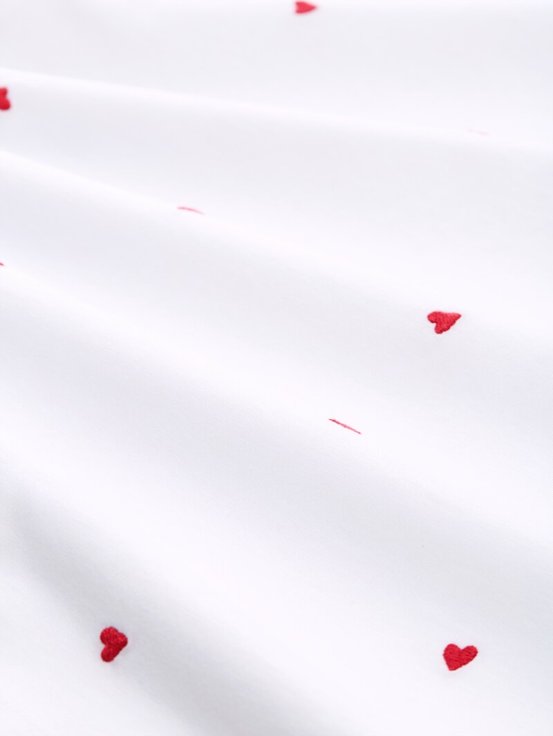 Tom Tailor Boxy Fit T-Shirt mit Stickereien - White Red Heart Embroidery