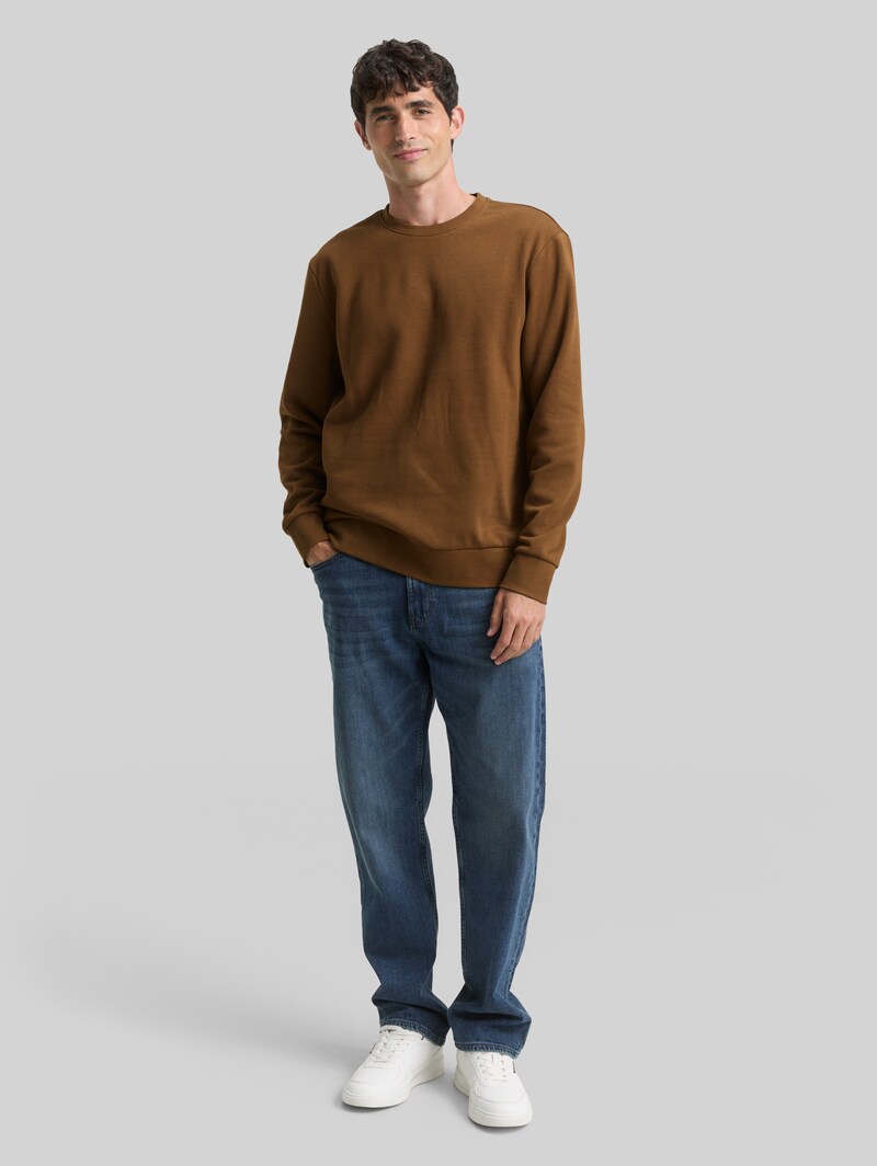 Tom Tailor Basic Sweatshirt in Unifarben - Dark Palm
