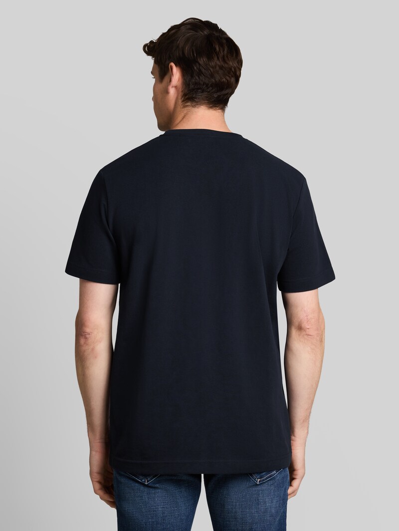 Tom Tailor Piqué T-Shirt mit Logo-Badge - Sky Captain Blue