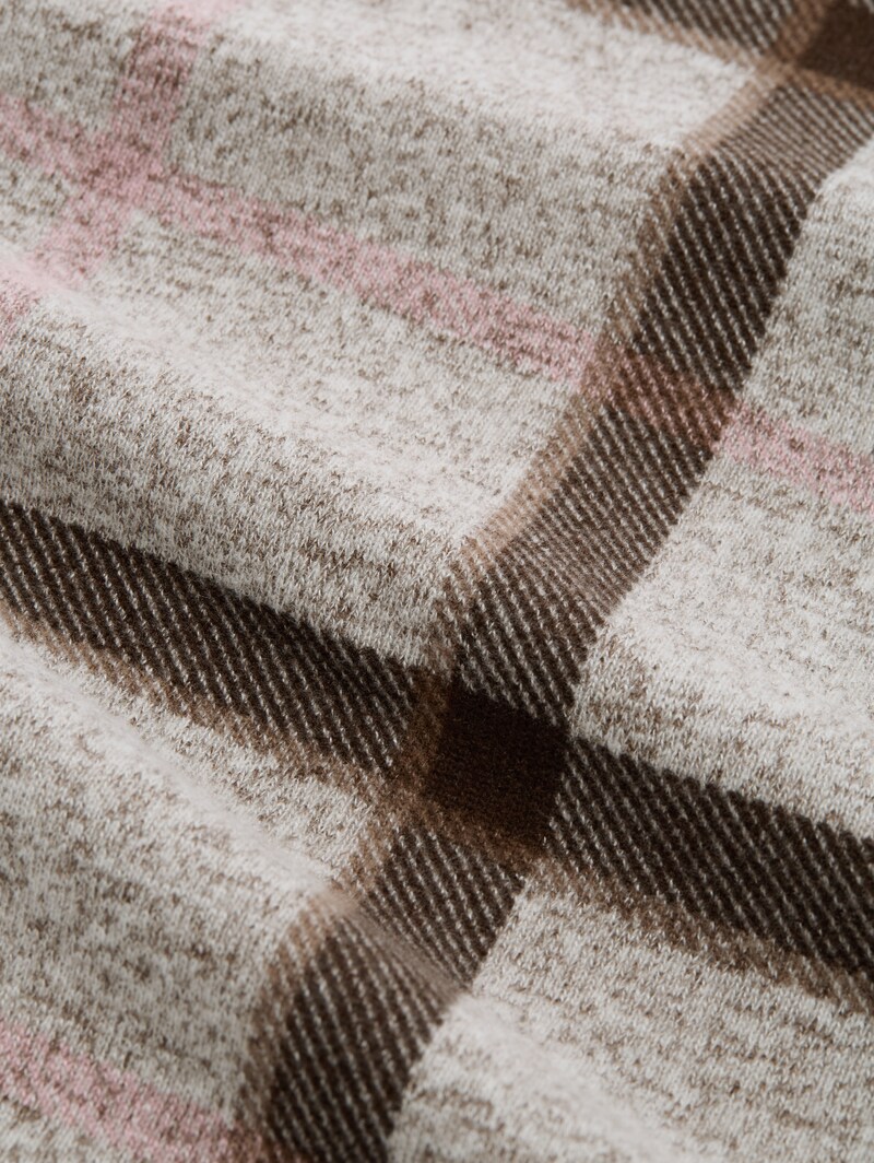 Tom Tailor Cosy Langarmshirt mit Muster - Brown Melange Check
