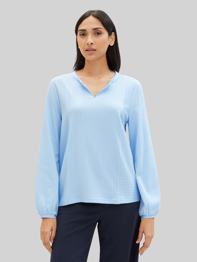 Tom Tailor Bluse mit Streifenmuster - Blue White Thin Stripe Tom Tailor Bluse mit Streifenmuster - Blue White Thin Stripe