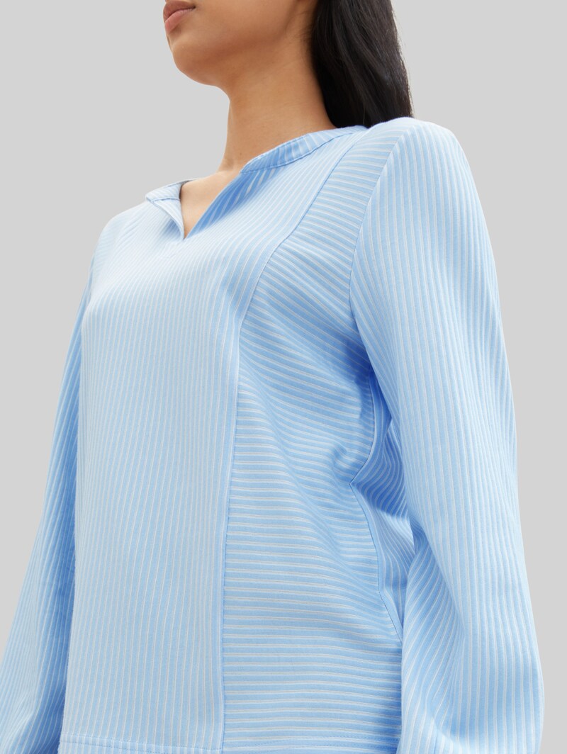 Tom Tailor Bluse mit Streifenmuster - Blue White Thin Stripe