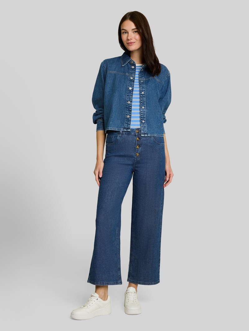 Tom Tailor TTNELMA CULOTTE Jeans mit Knopfleiste - Dark Blue Denim