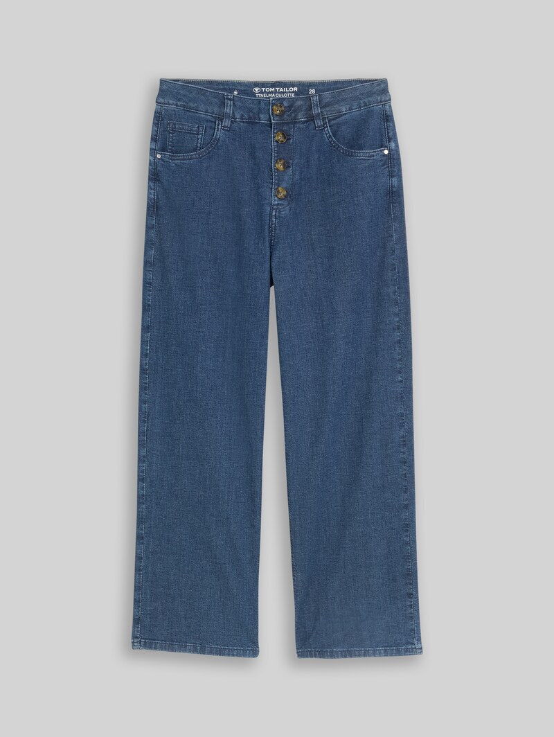 Tom Tailor TTNELMA CULOTTE Jeans mit Knopfleiste - Dark Blue Denim