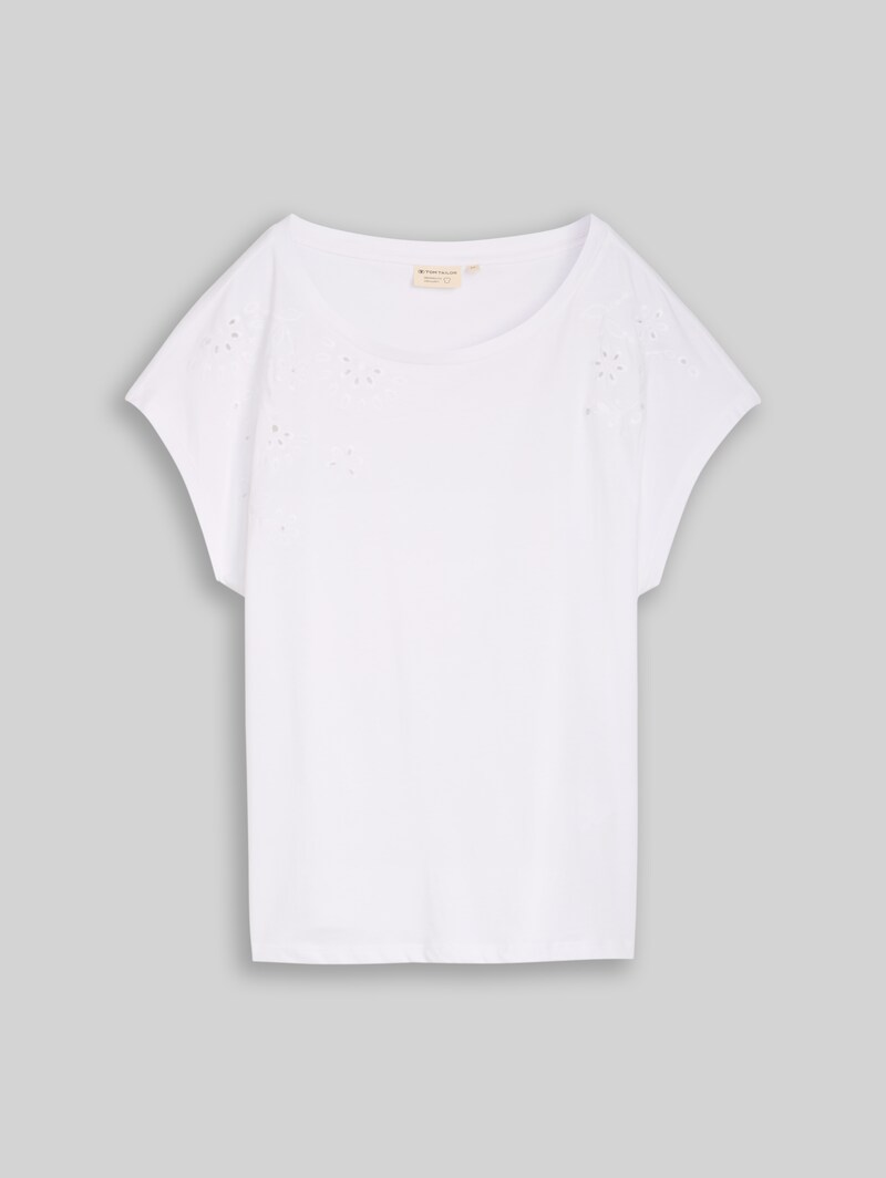 Tom Tailor T-Shirt mit Lochstickereien - White