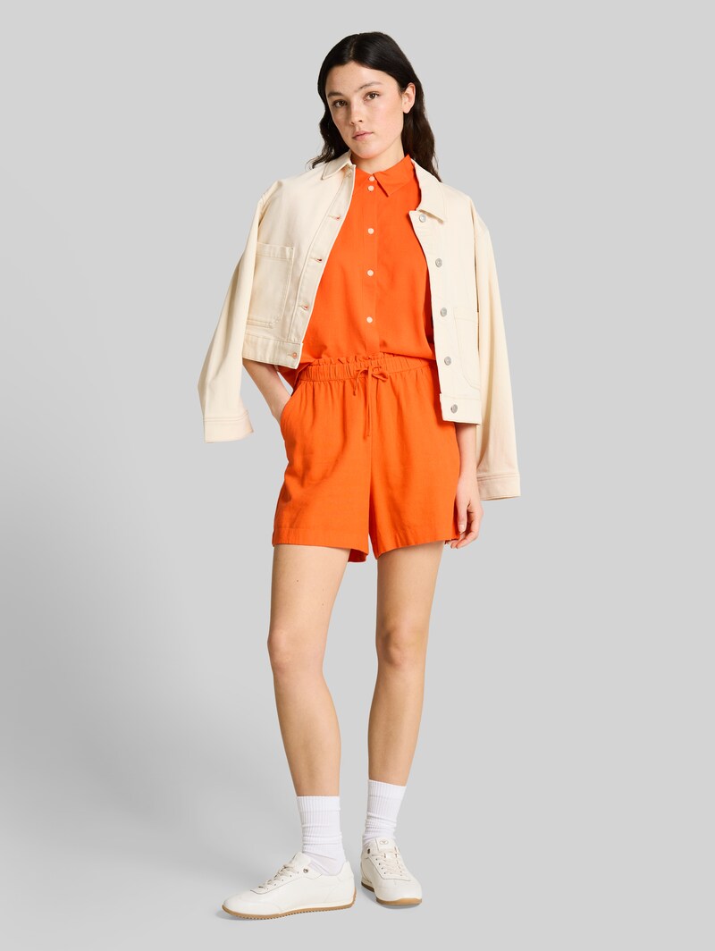 Tom Tailor Boxy Fit Bluse mit Leinenanteil - Fiery Orange