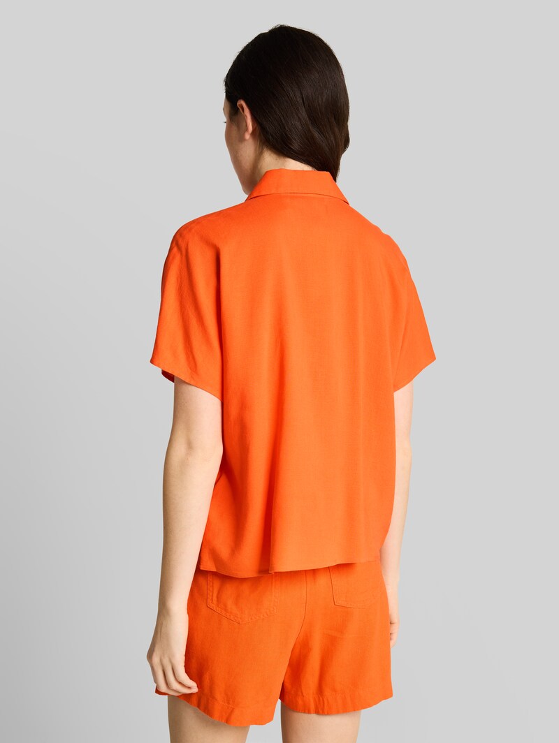 Tom Tailor Boxy Fit Bluse mit Leinenanteil - Fiery Orange