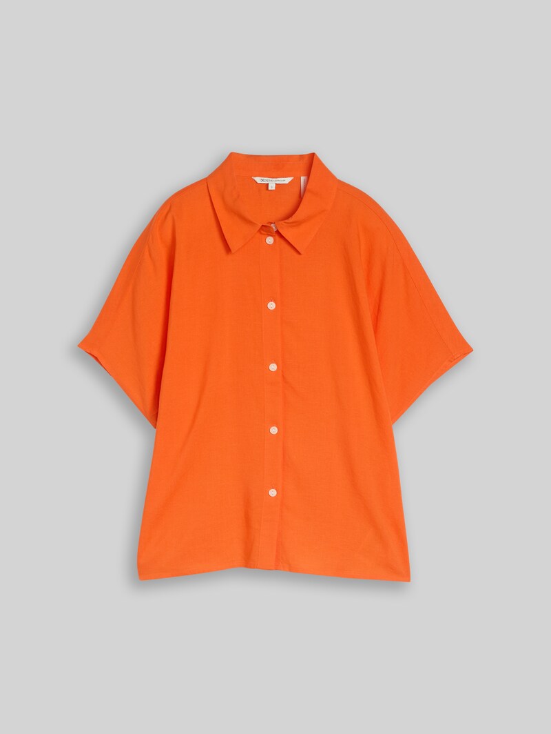 Tom Tailor Boxy Fit Bluse mit Leinenanteil - Fiery Orange