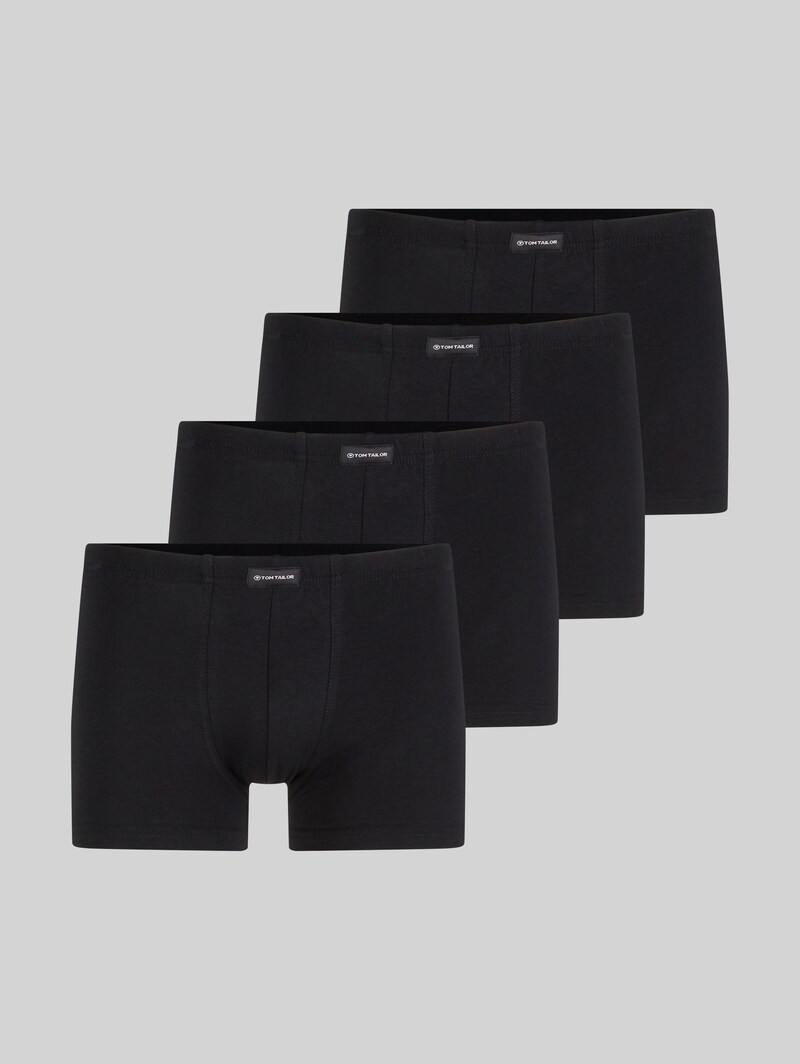 Tom Tailor Kurze Boxershorts im 4er-Pack - Black-dark-solid