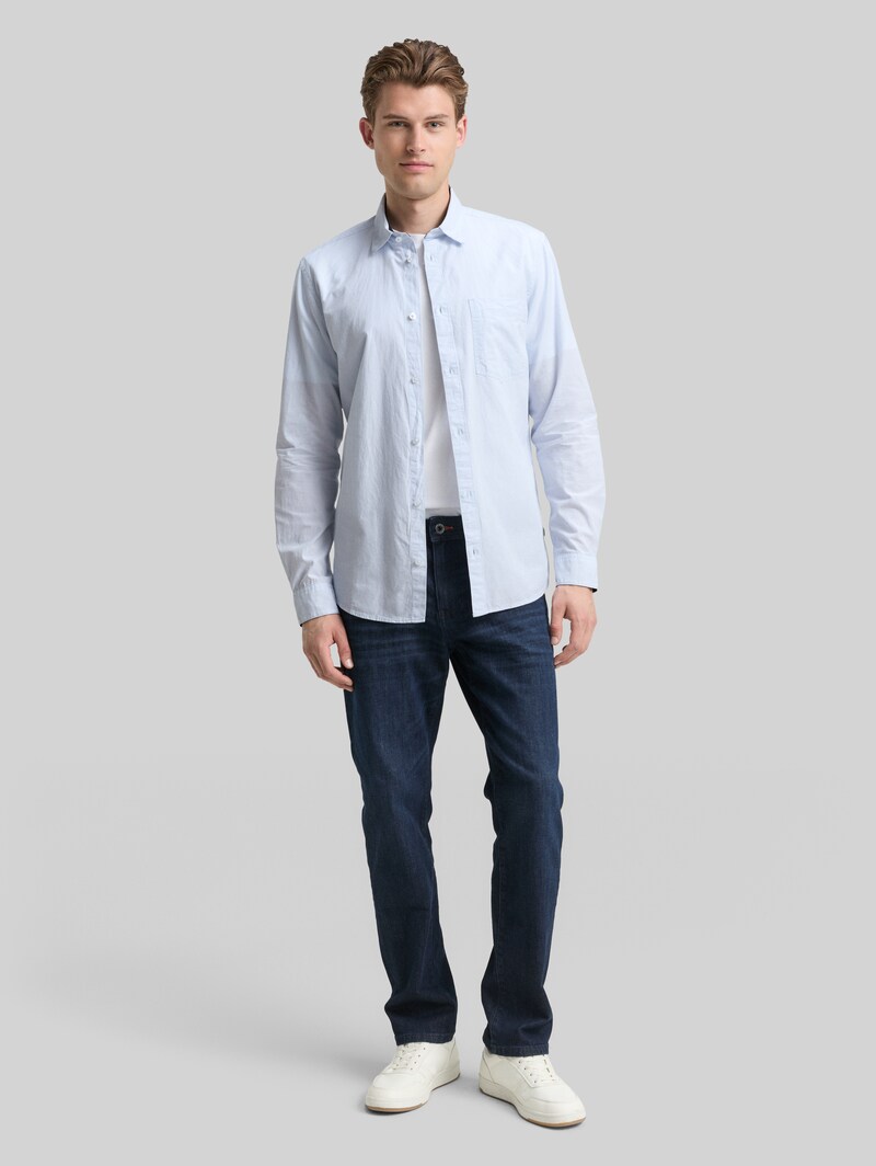 Tom Tailor Fitted Hemd aus Baumwolle - Light Blue Stripe