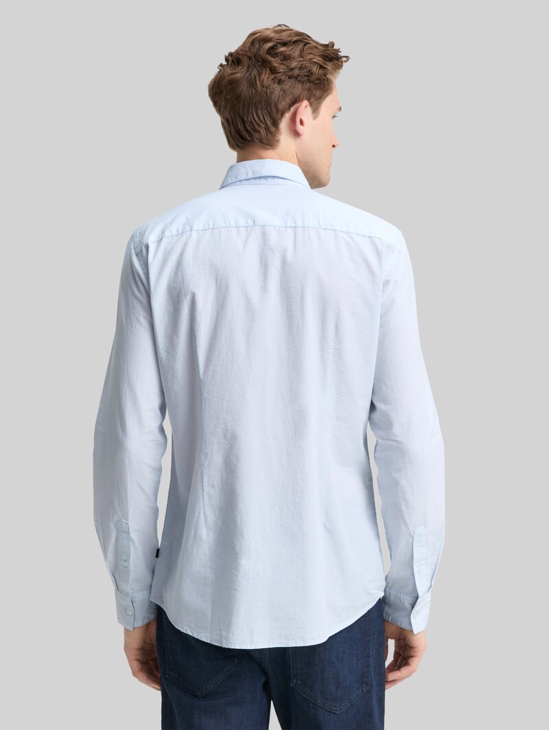 Tom Tailor Fitted Hemd aus Baumwolle - Light Blue Stripe