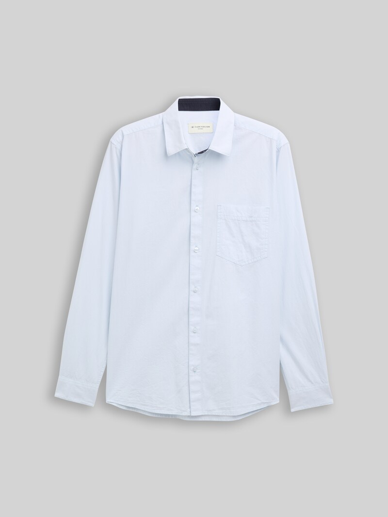 Tom Tailor Fitted Hemd aus Baumwolle - Light Blue Stripe