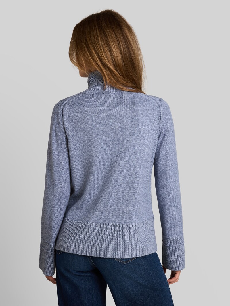Tom Tailor Cosy Strickpullover mit Stehkragen - Fern Blue Melange