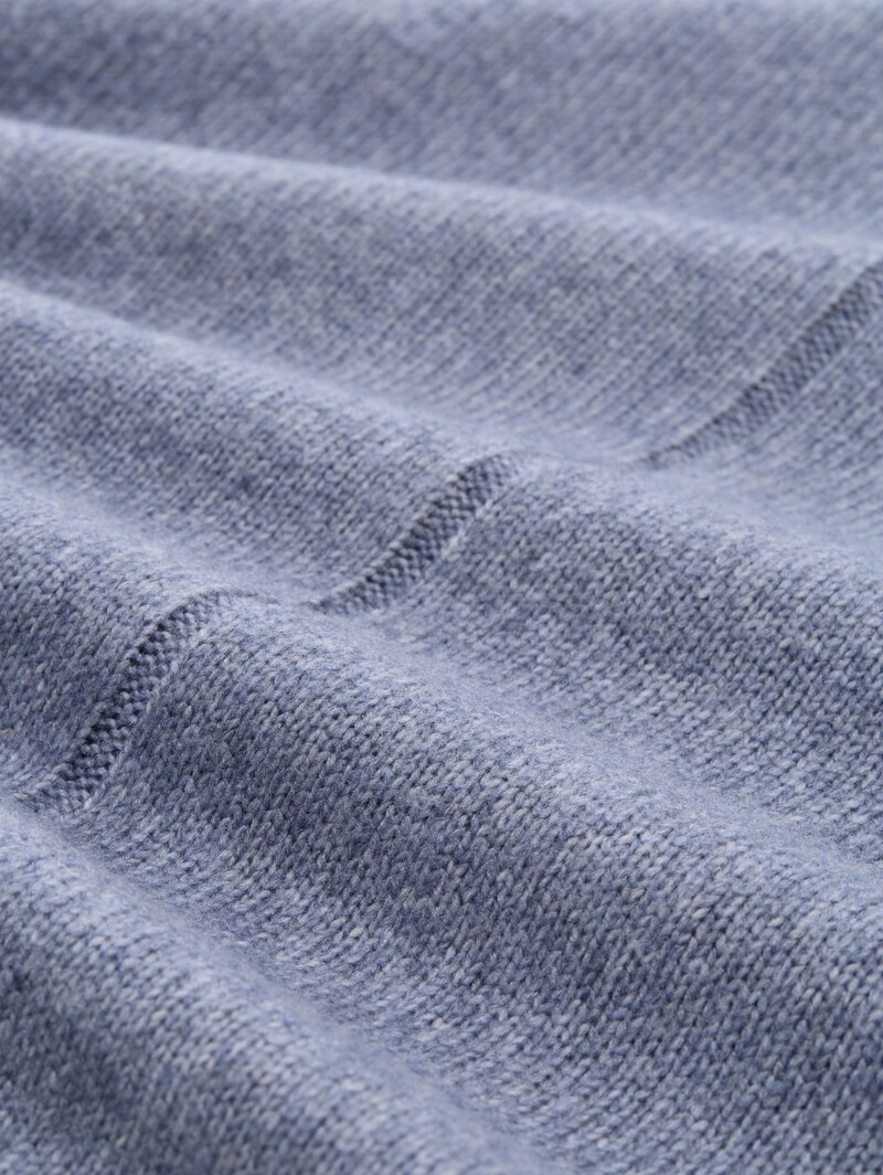 Tom Tailor Cosy Strickpullover mit Stehkragen - Fern Blue Melange