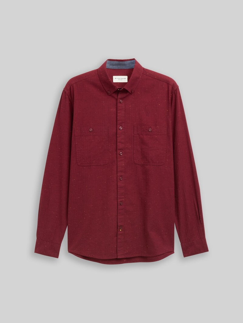 Tom Tailor Regular Fit Hemd in Melange-Optik - Red Nep Structure